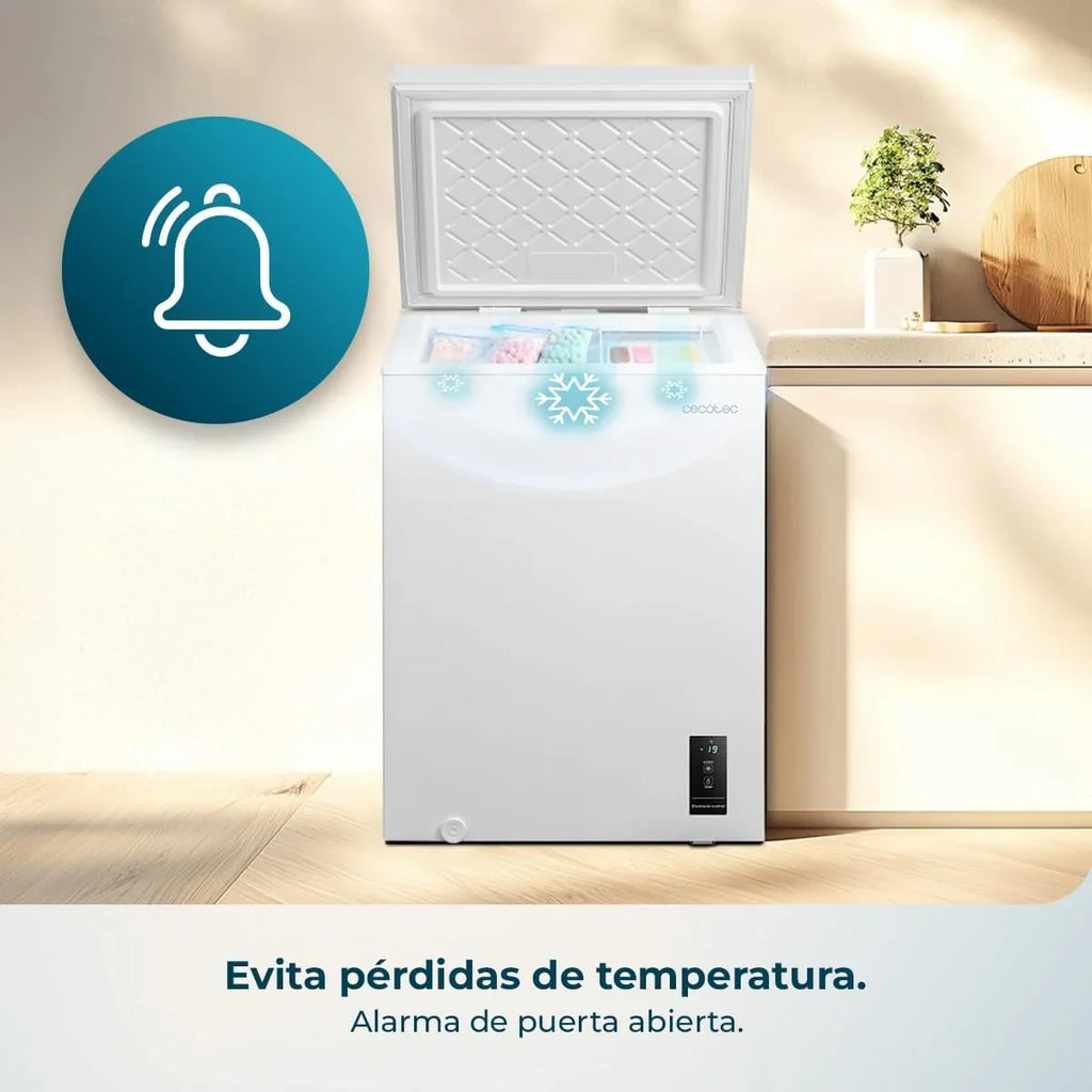 Cecotec Bolero CoolMarket Chest 143P White E Congelador Horizontal 143 L, Puerta ZeroG, Dual Function