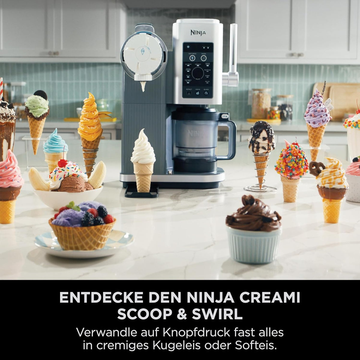 Ninja CREAMi Scoop & Swirl NC701EU Heladera con 13 Programas y 2 Recipientes