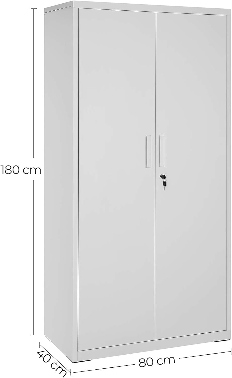 SONGMICS OMC015G01 Armario Metálico con Cerradura 5 Niveles 40 x 80 x 180 cm, Gris