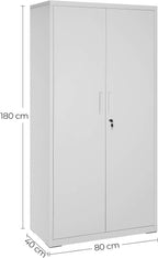 SONGMICS OMC015G01 Armario Metálico con Cerradura 5 Niveles 40 x 80 x 180 cm, Gris