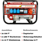 Generador Eléctrico de Gasolina 6,5 CV con 5 Tomas (3 x 230 V, 400 V y 12 V)