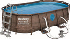 Bestway Power Steel Piscina Desmontable Tubular 427 x 250 x 100 cm con Depuradora, Diseño Ratán