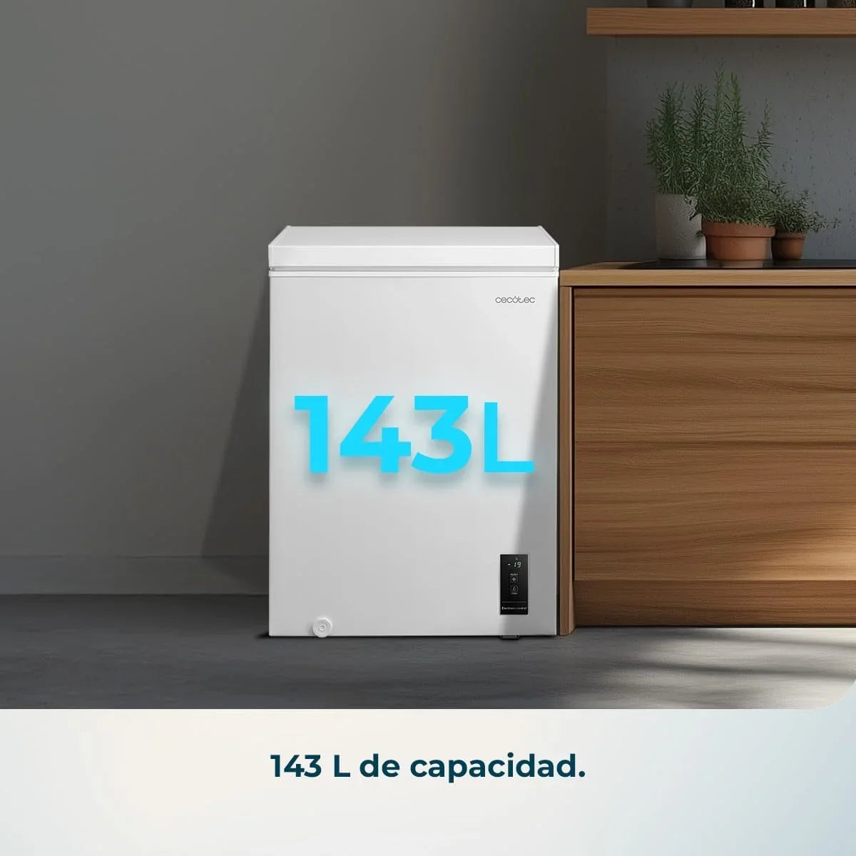 Cecotec Bolero CoolMarket Chest 143P White E Congelador Horizontal 143 L, Puerta ZeroG, Dual Function