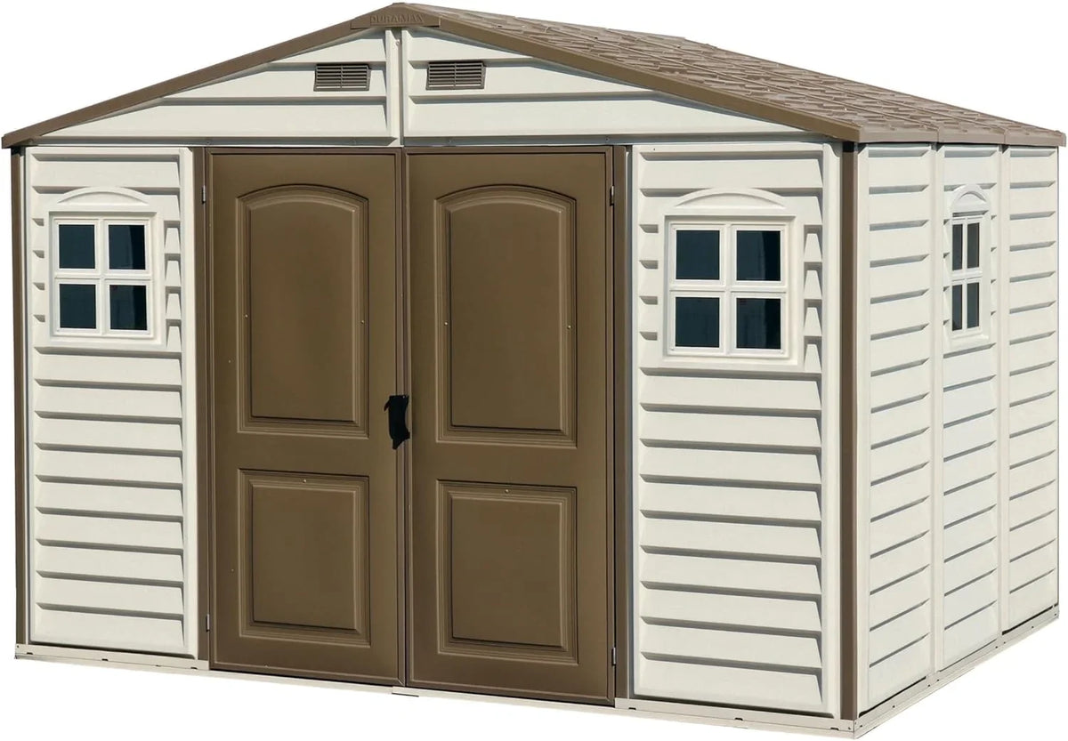Duramax Woodside 30214-4 Caseta de Jardín de PVC 10 x 8 pies (3,25 x 2,47 m) Marfil y Marrón