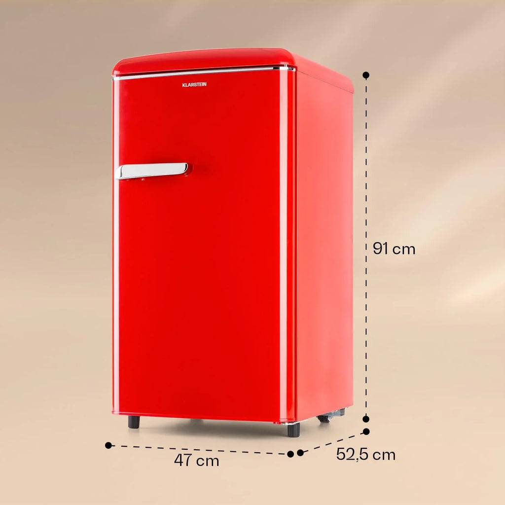 Klarstein Laika Congelador Vertical Retro 60 L, 3 Cajones, 4 Estrellas, Rojo