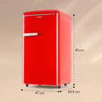 Klarstein Laika Congelador Vertical Retro 60 L, 3 Cajones, 4 Estrellas, Rojo