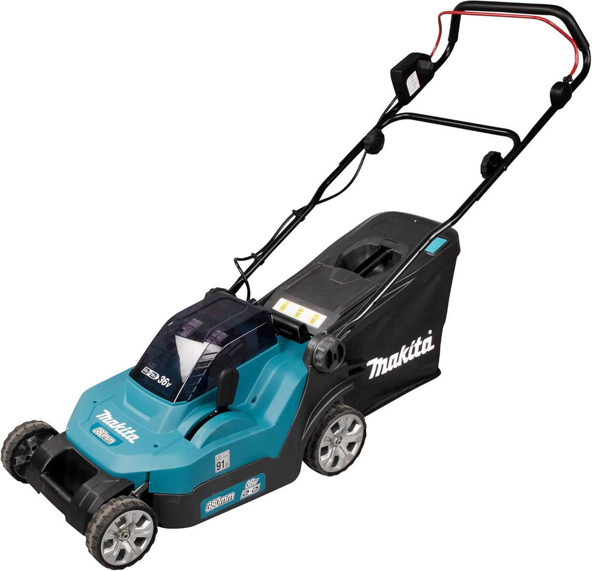 Makita DLM382PM2 Cortacésped a Batería 2 x 18 V, 38 cm, con 2 Baterías 4 Ah y Cargador Doble