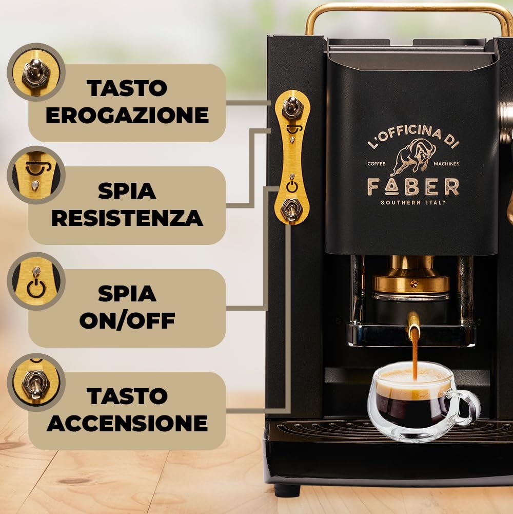 Faber Pro Total Deluxe Cafetera de Monodosis ESE 44 mm de Latón, 1,3 L