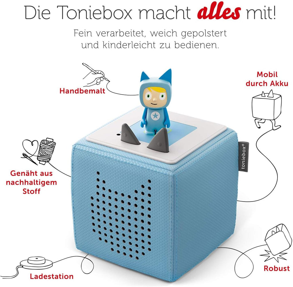 Toniebox Pack Inicio Azul con Creativo-Tonie y 4 Figuras Disney de Animales