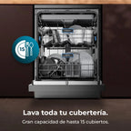 Cecotec Bolero Aguazero 6210 Dark Lavavajillas 60 cm, 15 Cubiertos, Tercera Bandeja, 8 Programas