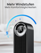 DREO Cruiser Pro T2S Ventilador de Torre Inteligente 106 cm, 25 dB, 9 Velocidades, Control por Voz
