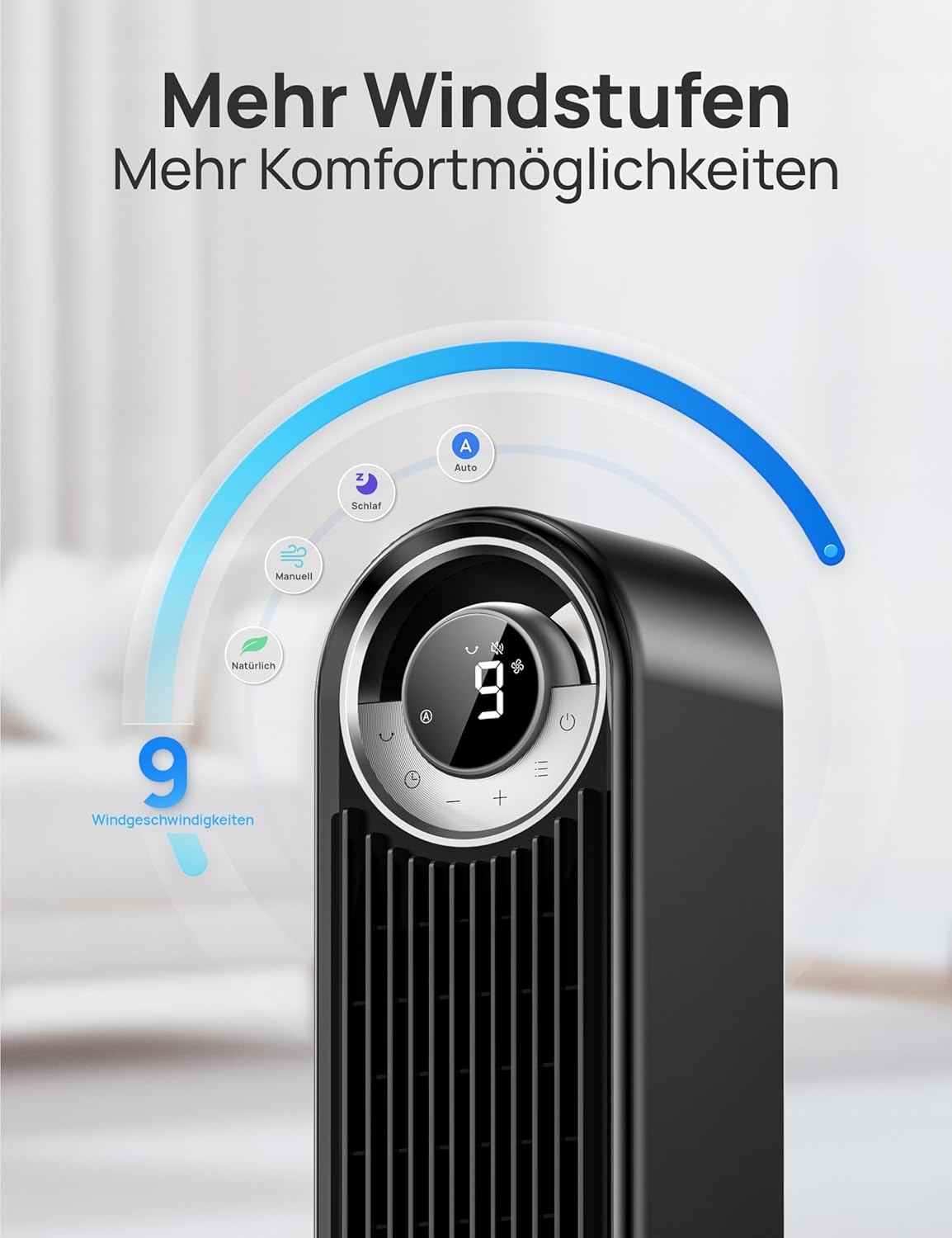 DREO Cruiser Pro T2S Ventilador de Torre Inteligente 106 cm, 25 dB, 9 Velocidades, Control por Voz