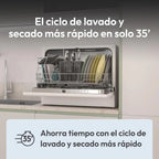 Candy CP 6E51LW Lavavajillas Compacto de Encimera 6 Servicios, 5 Programas, 51 dB, Blanco