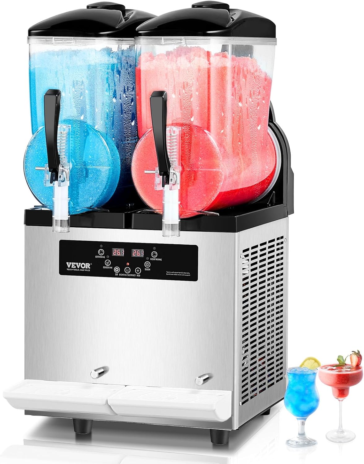 VEVOR Granizadora Comercial 2 x 12 L de Acero Inoxidable para Bares y Restaurantes