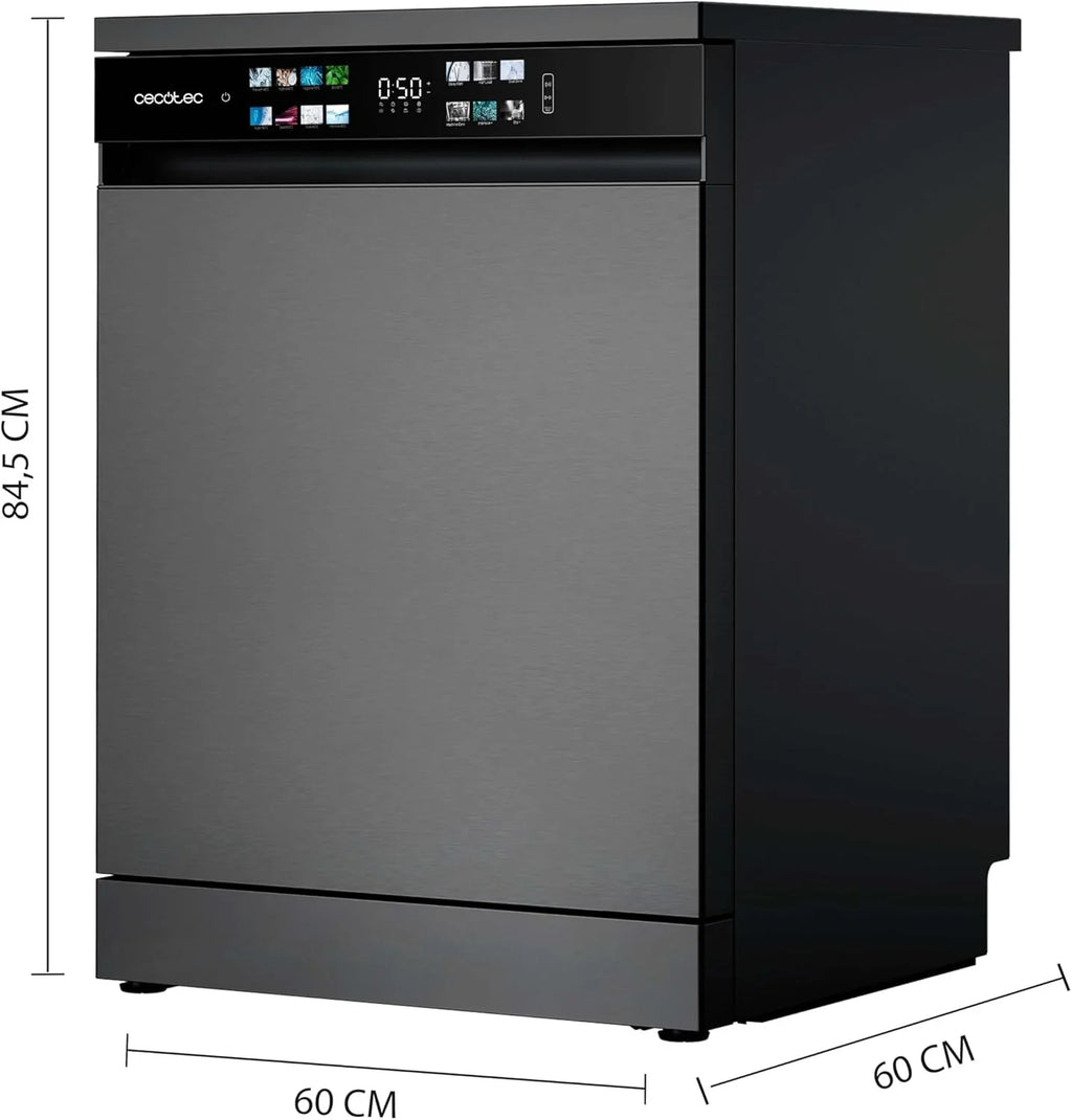Cecotec Bolero Aguazero 6210 Dark Lavavajillas 60 cm, 15 Cubiertos, Tercera Bandeja, 8 Programas