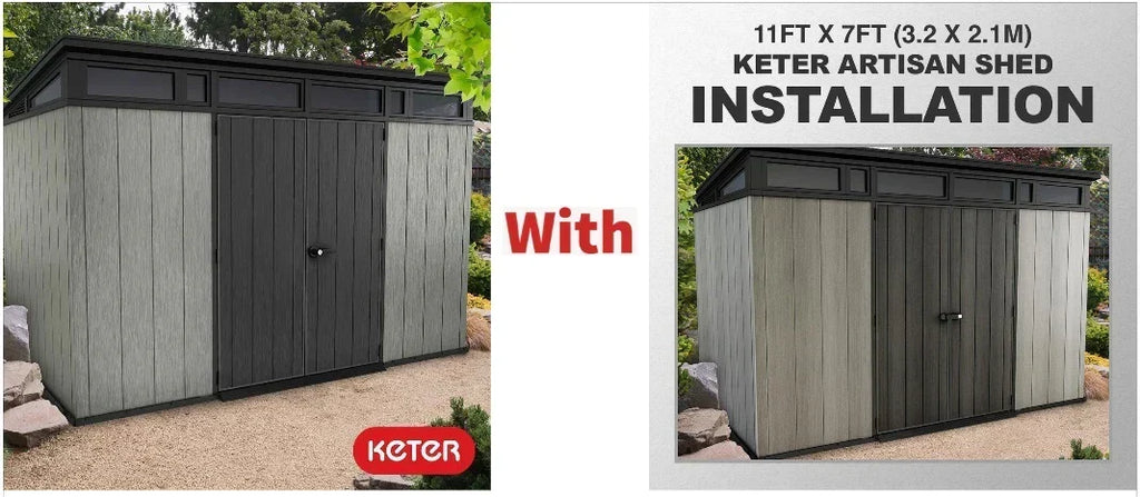 Keter Artisan 11 x 7 pies (3,4 x 2,1 m) Caseta de Jardín de Resina Robusta