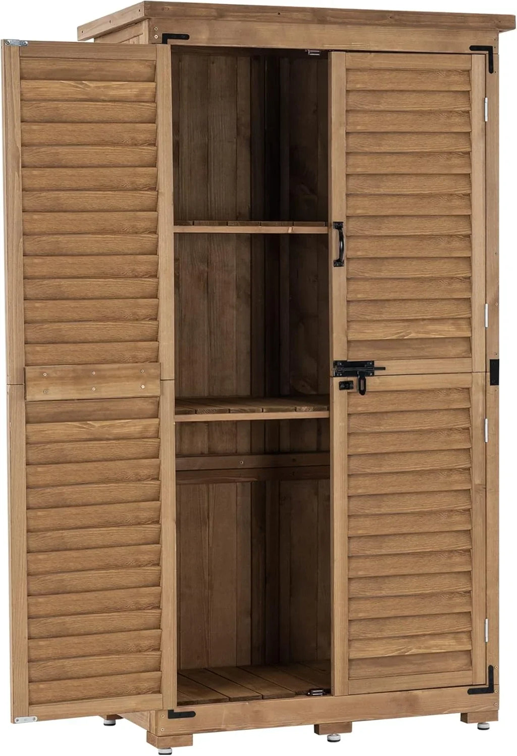 MCombo Armario de Jardín de Madera de Abeto 82 x 42 x 160 cm con Techo Inclinado