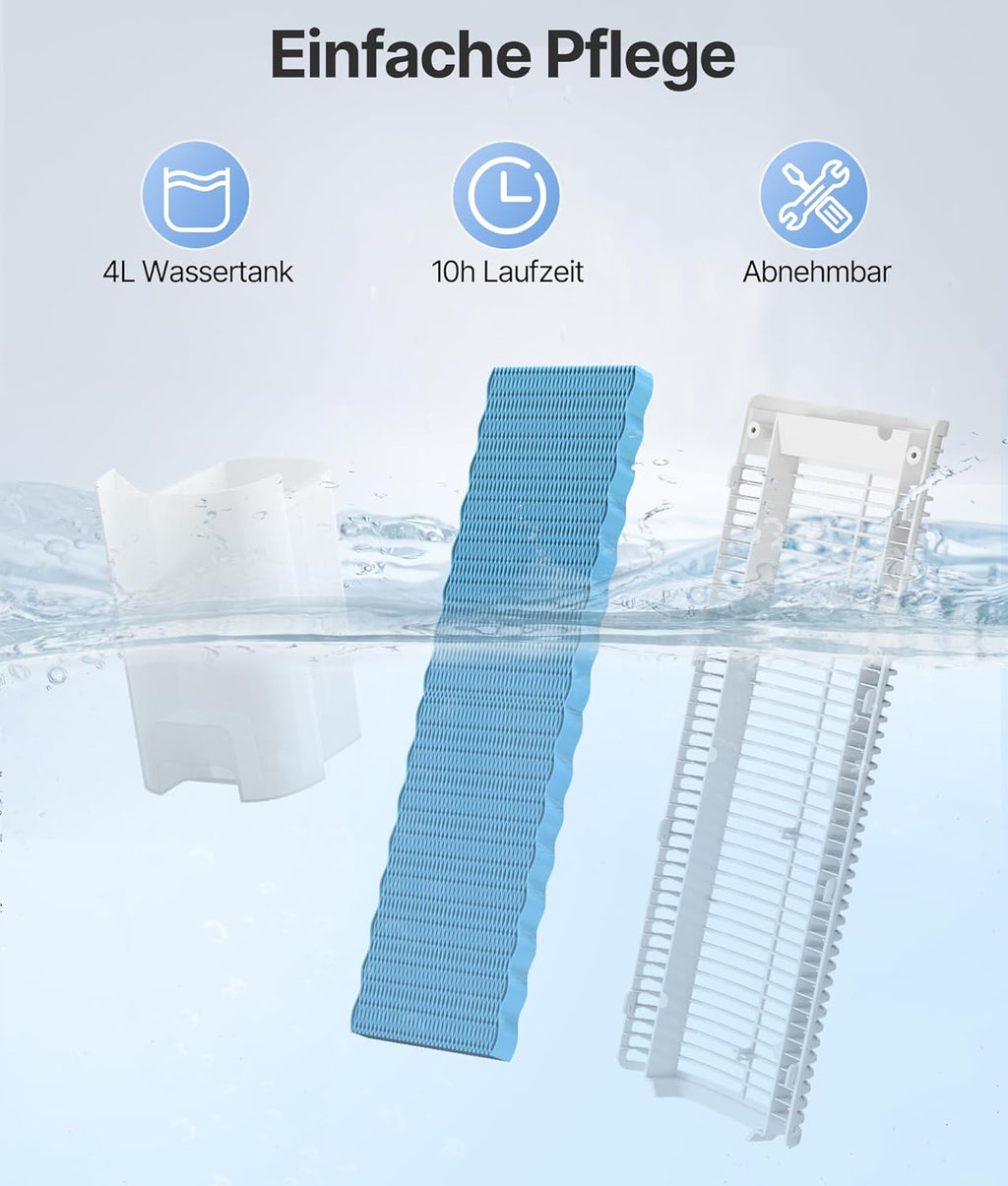 Ventilador de Torre Climatizador Evaporativo con Agua, Mando, 3 Modos y Temporizador 12 h