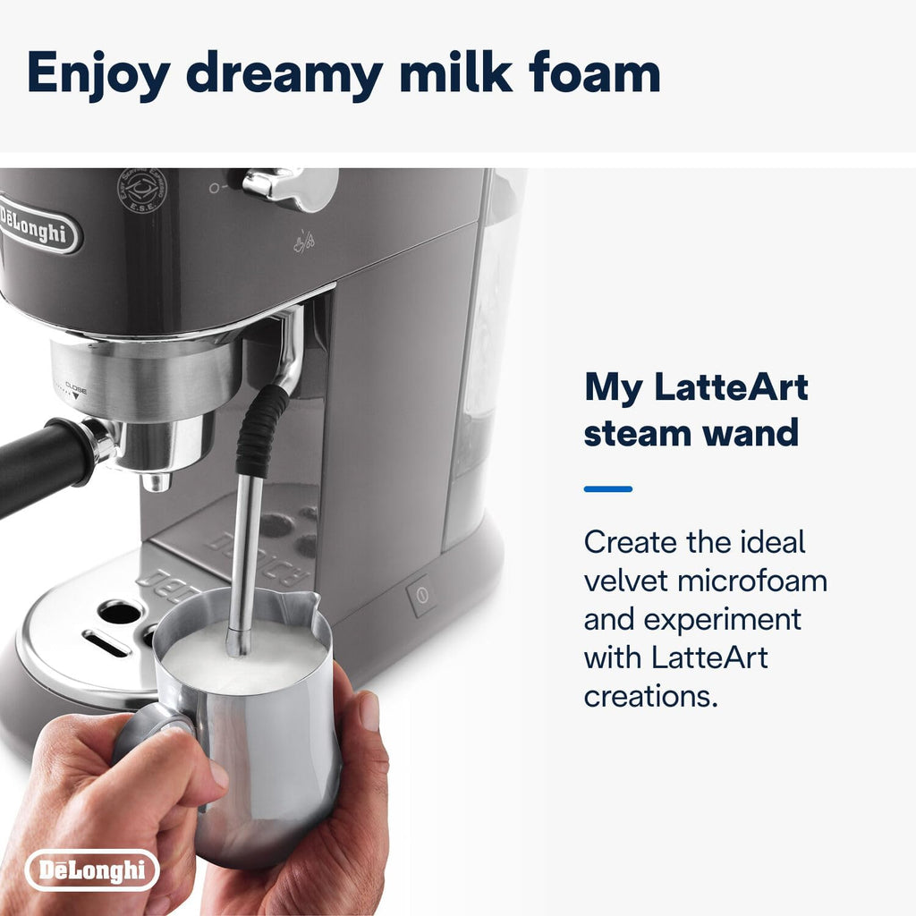 De'Longhi Dedica Style EC 685.M Cafetera Espresso de Brazo con Vaporizador, 15 cm, Plata