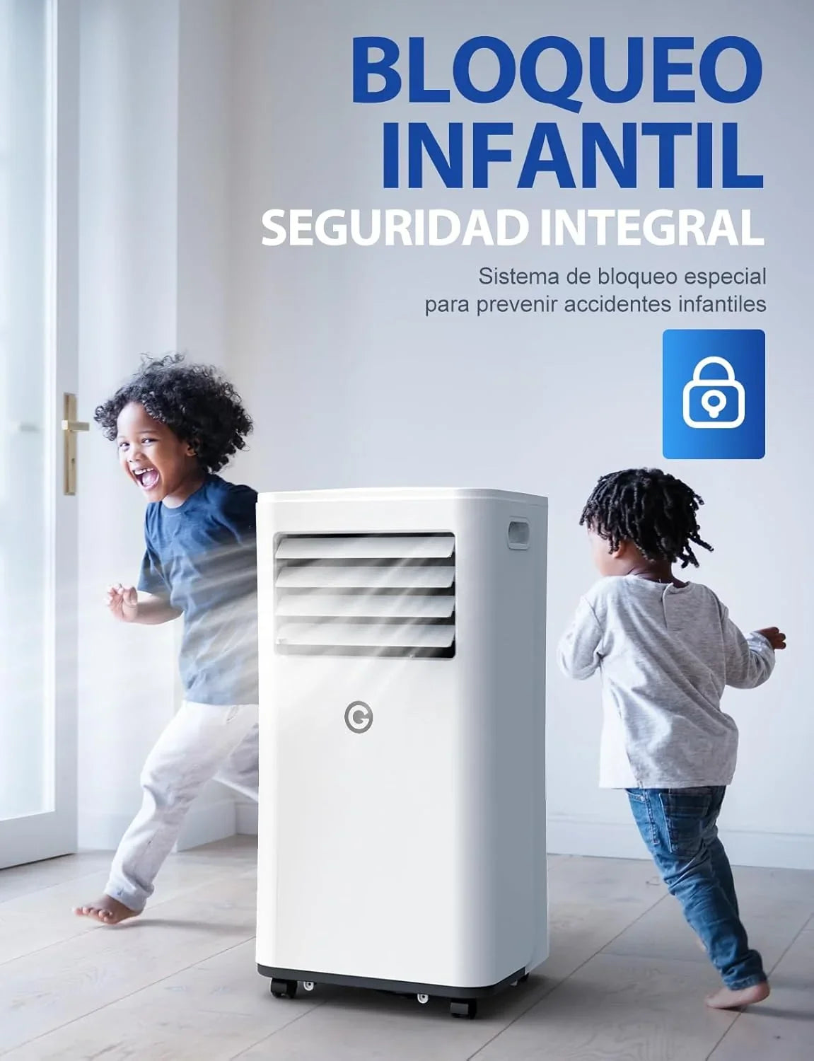 Aire Acondicionado Portátil 9000 BTU 4 en 1 con Mando, Temporizador 24 h y Kit de Ventana