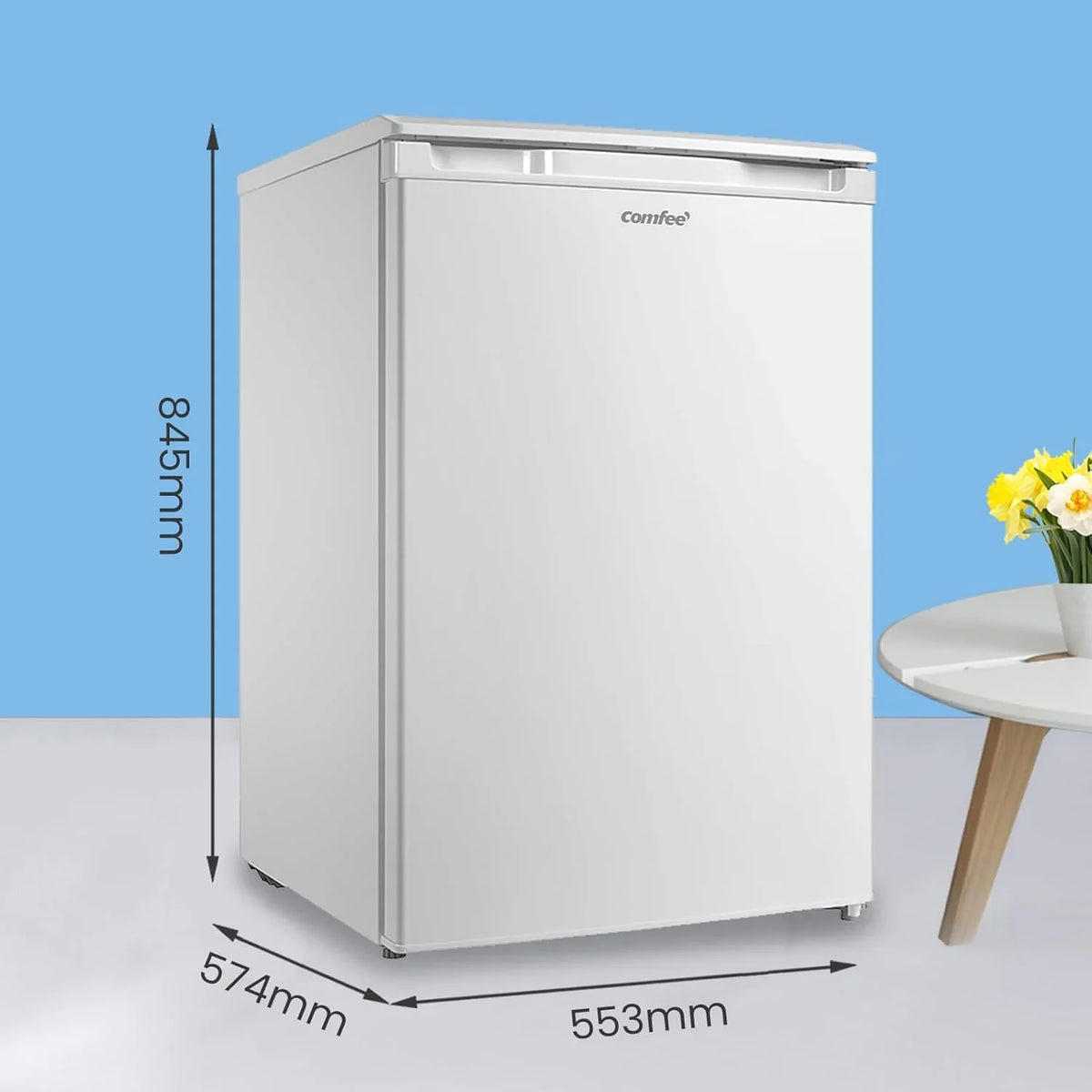 COMFEE RCU83WH3EU(E) Congelador Vertical 88 L, 3 Cajones, Termostato Ajustable, Blanco