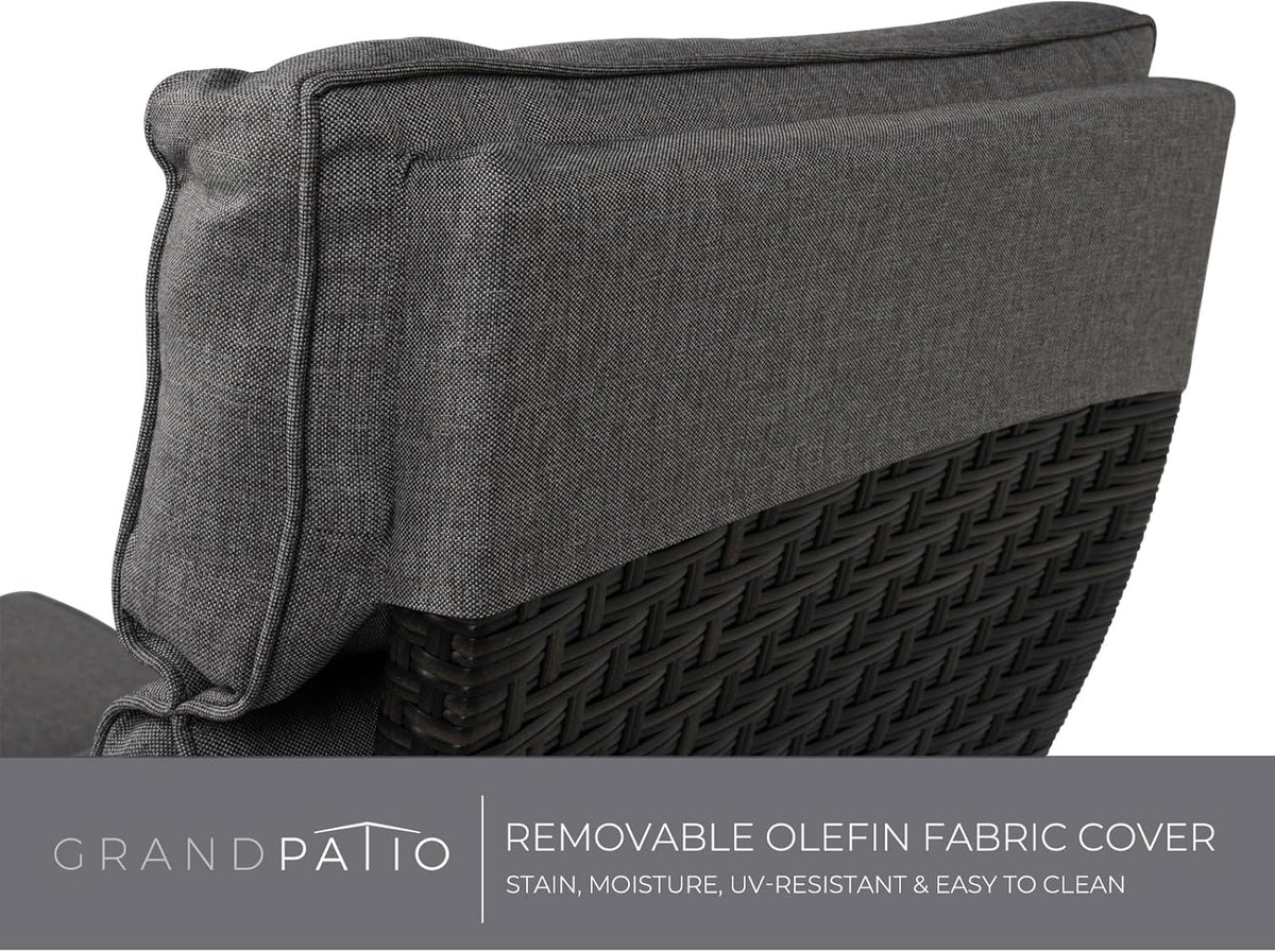 Grand Patio Sillón Reclinable de Ratán con Cojines para Interior y Exterior, Gris Oscuro
