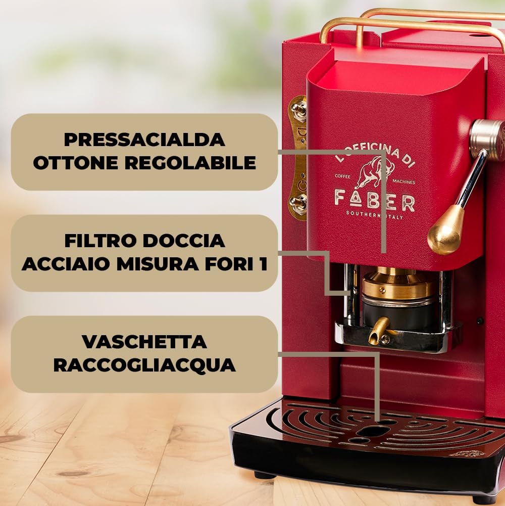 Faber Pro Total Deluxe Cafetera de Monodosis ESE 44 mm de Latón, 1,3 L