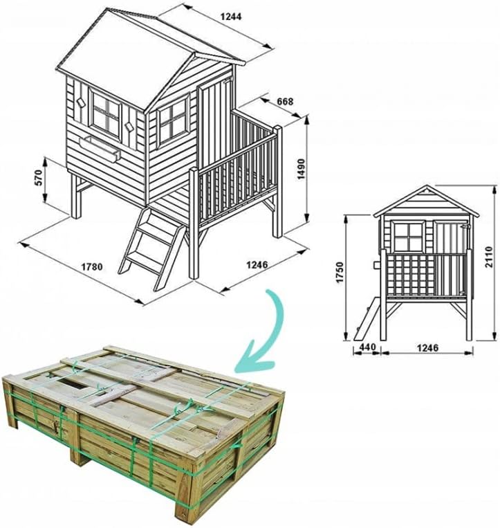 Casita Infantil de Jardín de Madera de Pino Impregnada
