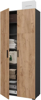 Vicco Ingo Armario Multiusos 2 Puertas Antracita y Roble Dorado 80 x 183,8 cm