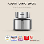 COSORI Iconic Single SE601S Freidora de Aire 6,2 L 7 en 1 sin PFAS, Acero Inoxidable