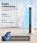 Ventilador de Torre Climatizador Evaporativo con Agua, Mando, 3 Modos y Temporizador 12 h