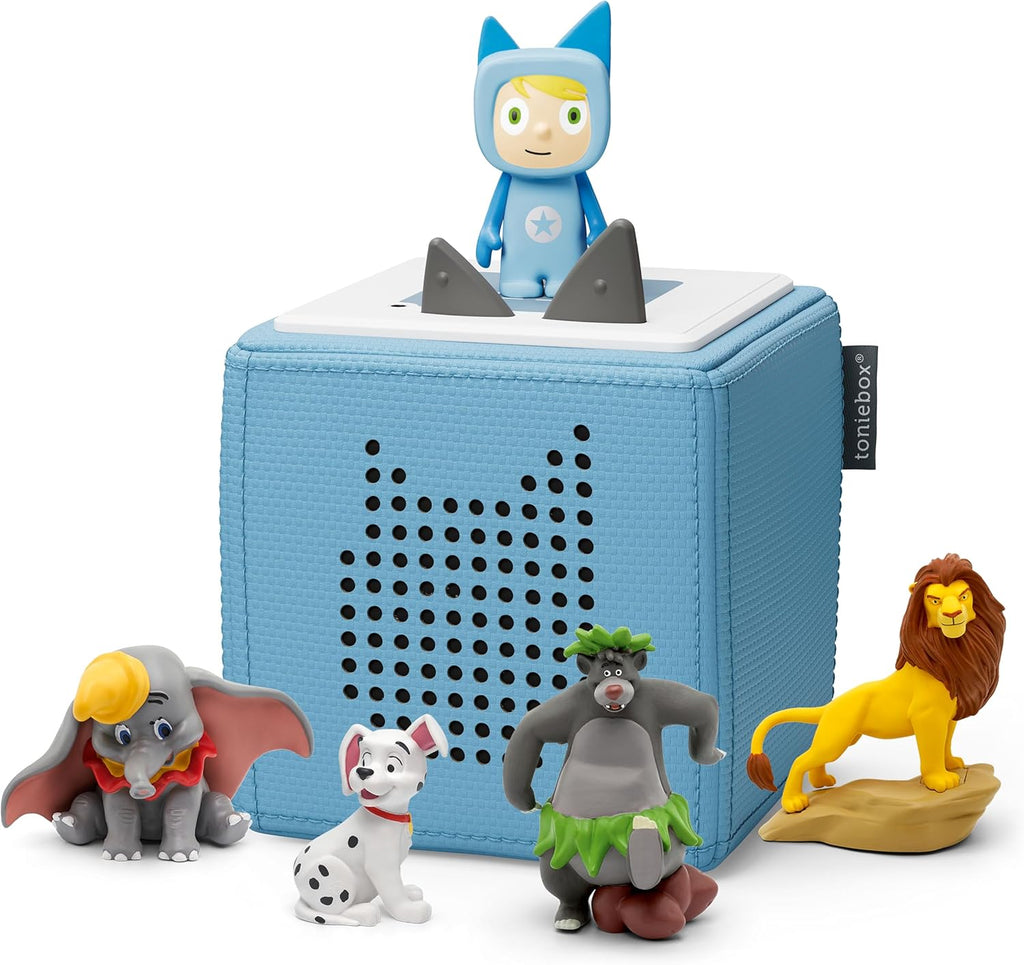 Toniebox Pack Inicio Azul con Creativo-Tonie y 4 Figuras Disney de Animales
