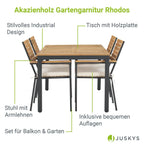 Conjunto de Jardín Rhodos de Madera de Acacia Mesa y 4 Sillas