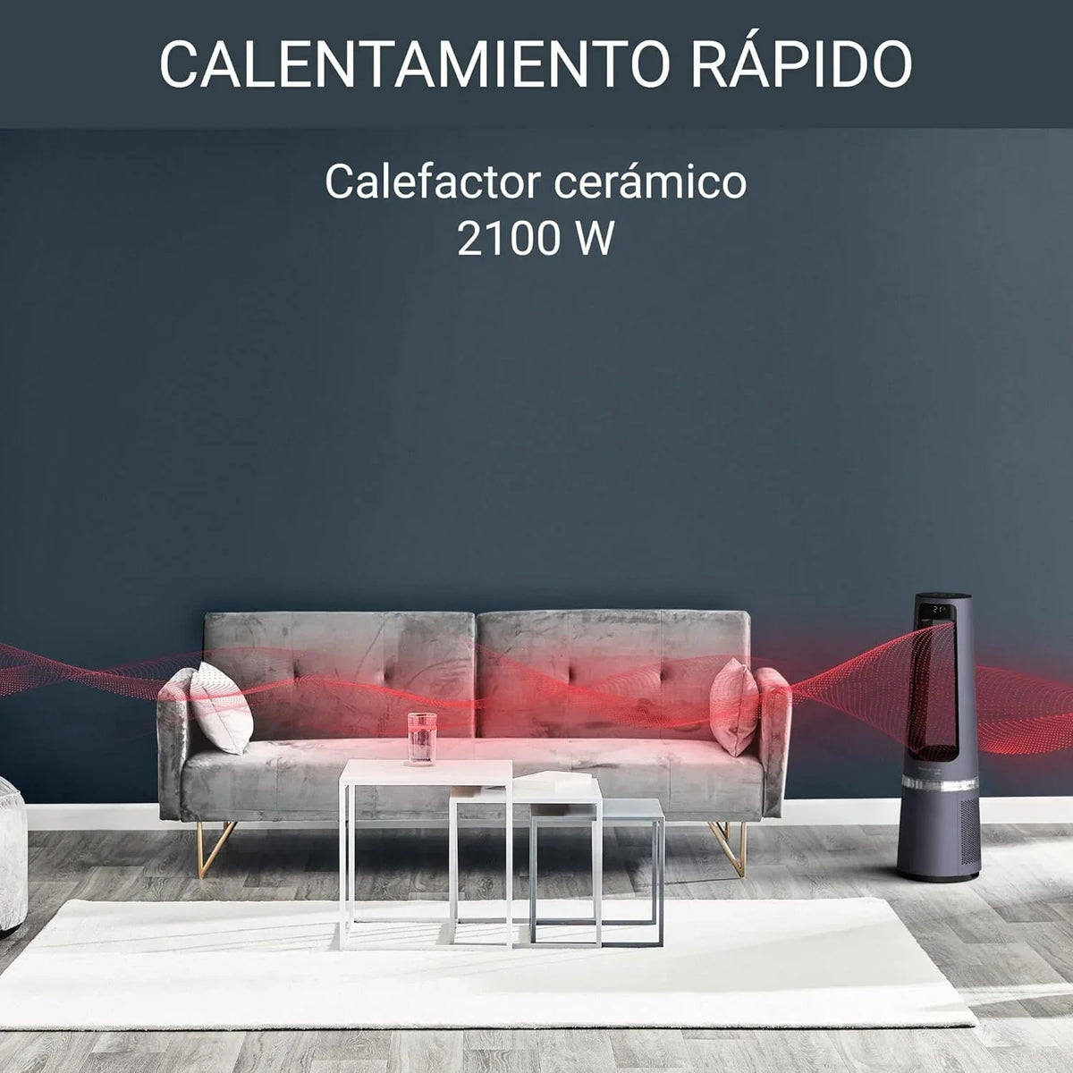 Rowenta Eclipse QU5062 Ventilador, Purificador y Calefactor 3 en 1, 2100 W, Filtra el 99,95% de Partículas