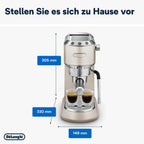 De'Longhi Dedica Style EC 685.M Cafetera Espresso de Brazo con Vaporizador, 15 cm, Plata