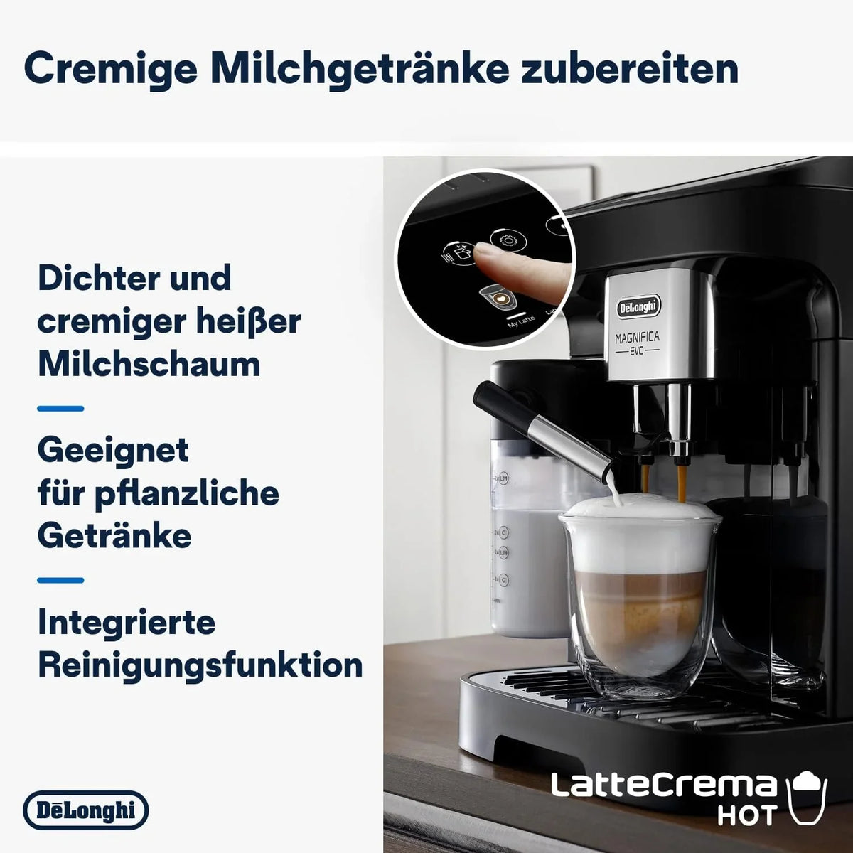 De'Longhi Magnifica Evo ECAM 292.81.B Cafetera Superautomática con LatteCrema, 7 Bebidas