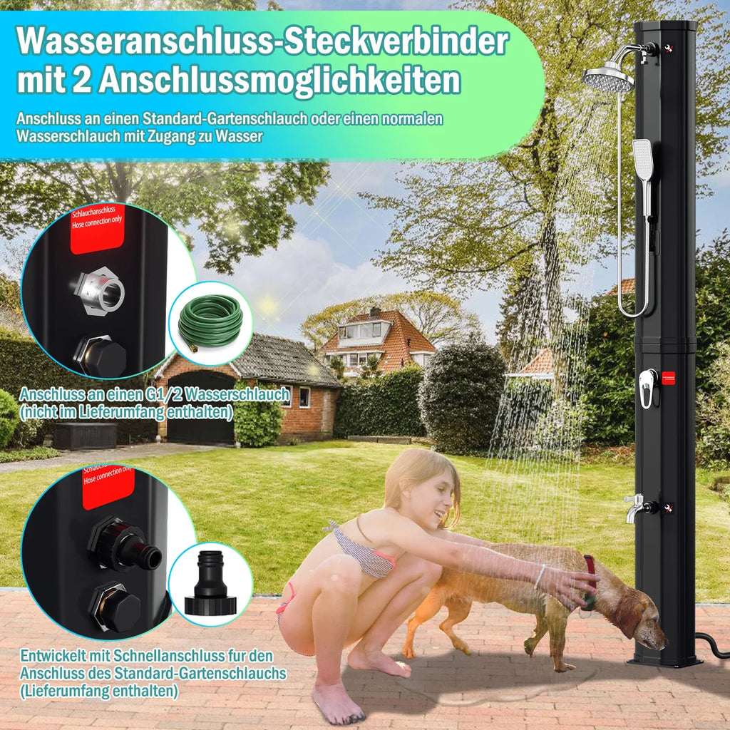 Sonnewelt Ducha Solar de Jardín 60 L con Funda y Ducha de Mano