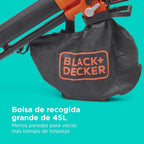 BLACK+DECKER BCBLV3625L1-QW Soplador, Aspirador y Triturador de Hojas 36 V con Batería 2,5 Ah y Bolsa 45 L