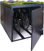 Mendler HWC-L56b Guardabicicletas para 2 Bicis con Jardinera, Acero Galvanizado Antracita