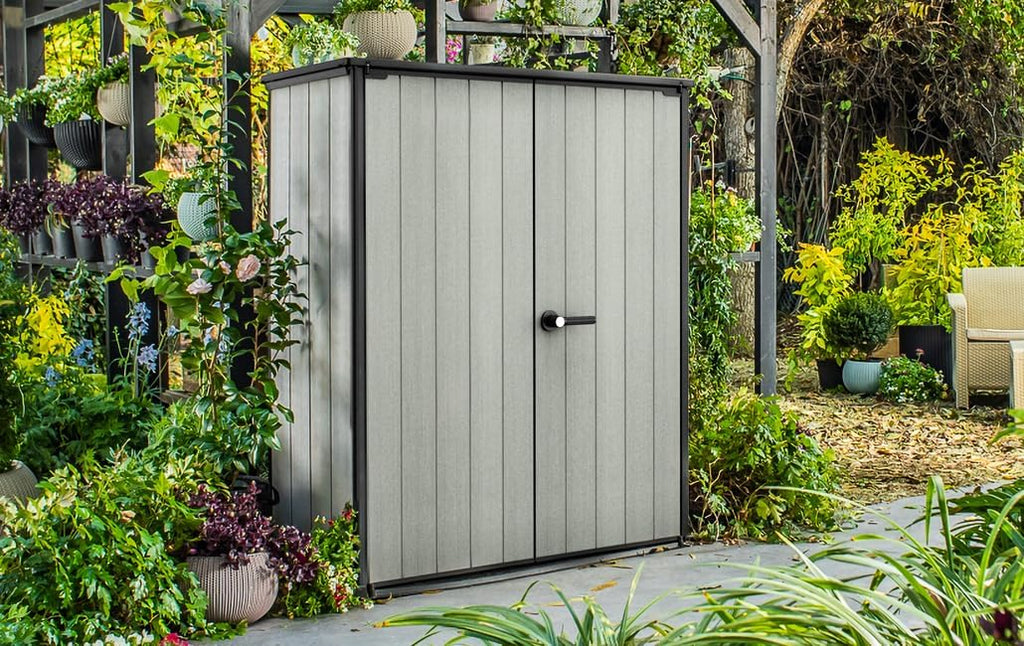 Keter High Store Plus Armario de Exterior 1400 L Gris 170,4 x 140 x 73,6 cm, Paredes Duotech