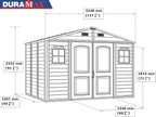 Duramax Woodside 30214-4 Caseta de Jardín de PVC 10 x 8 pies (3,25 x 2,47 m) Marfil y Marrón