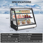Vitrina Refrigerada Comercial de Mostrador 130 L con Descongelación Automática y Luz LED
