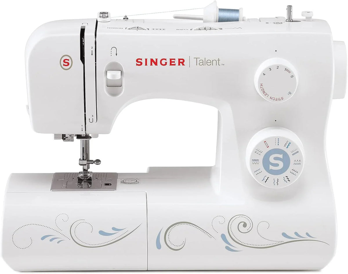 Singer Talent 3323 Máquina de Coser Mecánica 30 Puntadas, Ojal Automático y Enhebrador, Blanca