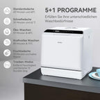 Hermitlux Mini Lavavajillas de Sobremesa para 4 Cubiertos con Depósito de 5 L, Blanco