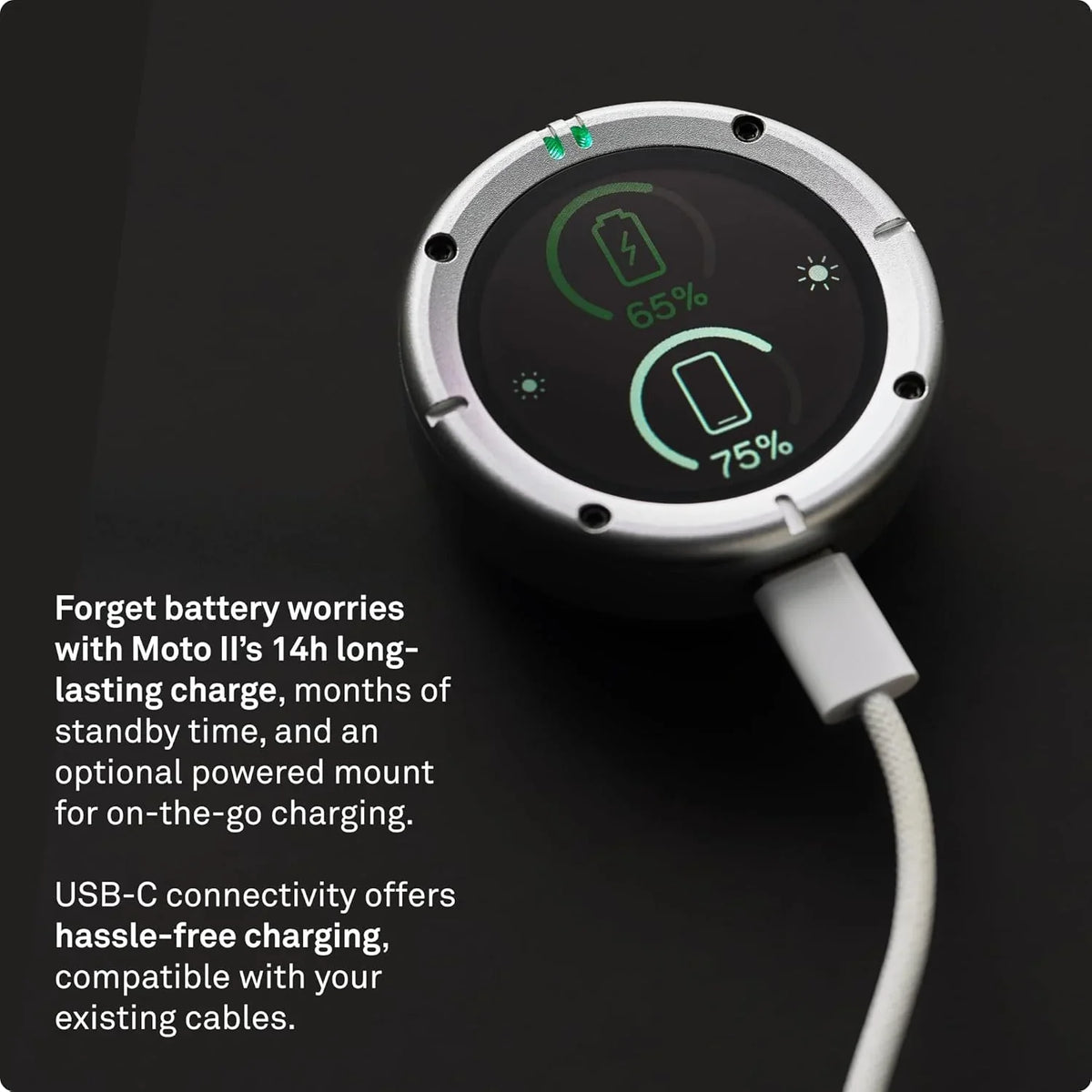 Beeline Moto II Navegador GPS para Moto con Navegación Mundial, IP67, USB-C y Soporte