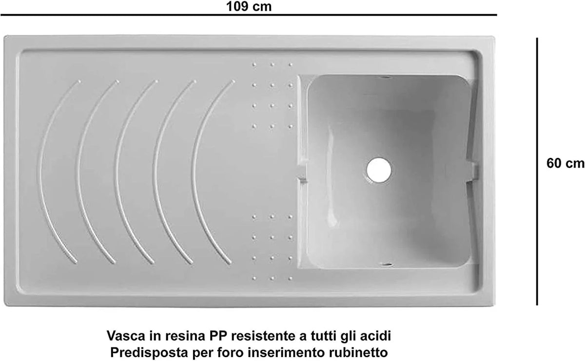 Negrari 5008PAM Mueble Cubre Lavadora con Lavadero Reversible de Resina para Exterior, Blanco