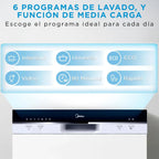 Midea Lavavajillas Compacto de Encimera 55 cm, 6 Servicios, 7 Programas, sin Instalación, Blanco