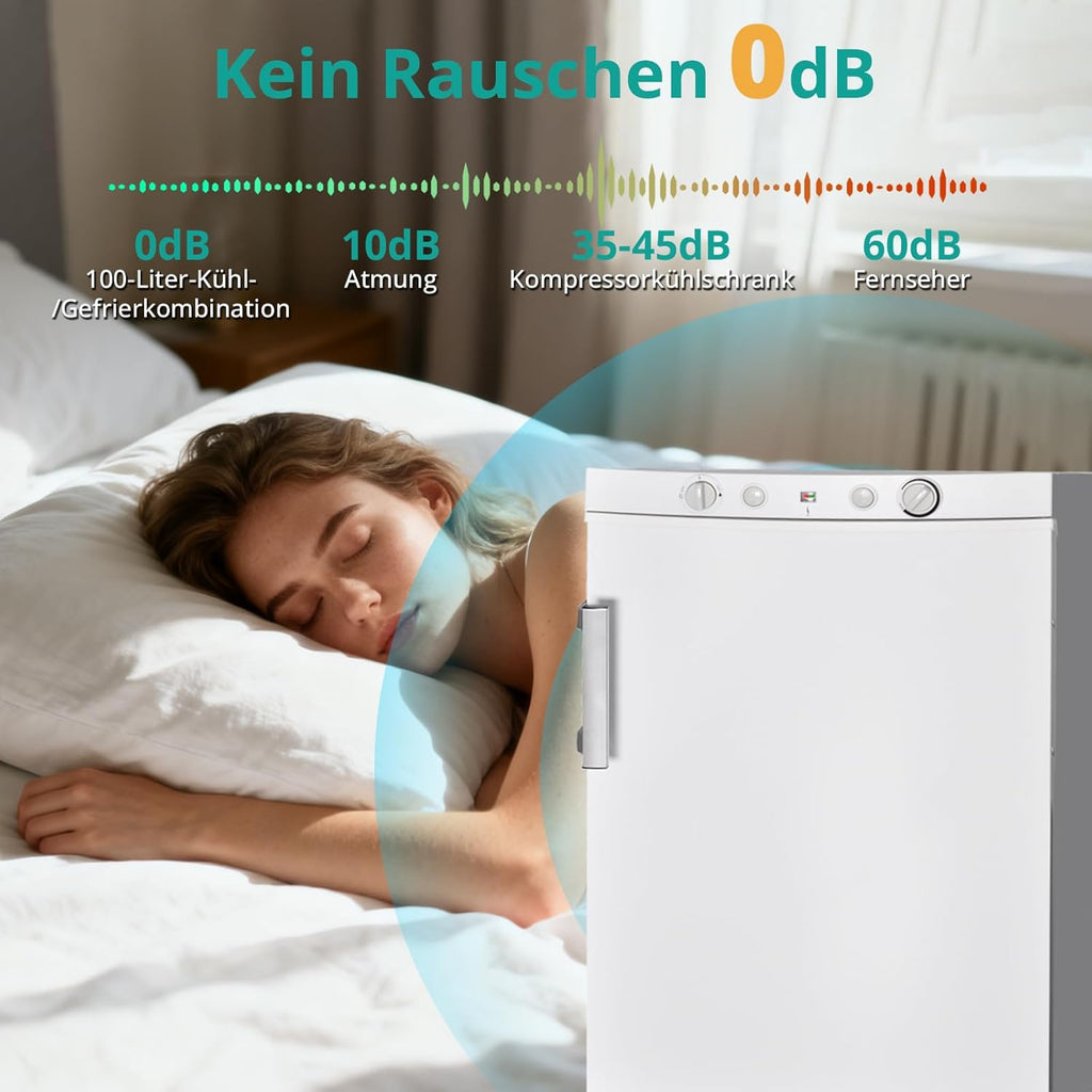 SMETA Frigorífico de Gas Trivalente 12 V / 230 V / Gas 100 L con Congelador, Blanco