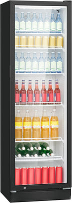 Bomann KSG 7351 Nevera Expositora con Puerta de Cristal 347 L, Luz LED y Cerradura, Negra