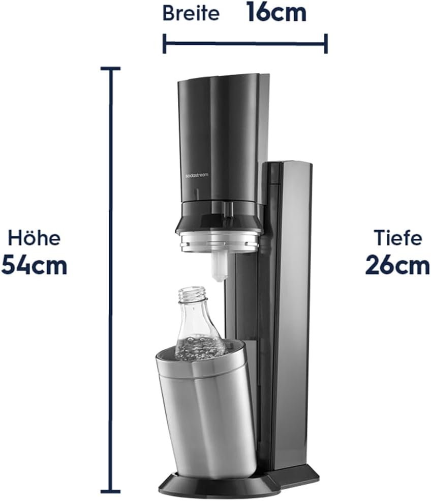 SodaStream Crystal 3.0 Máquina de Agua con Gas con 2 Cilindros CO2 Quick-Connect y 2 Jarras de Cristal